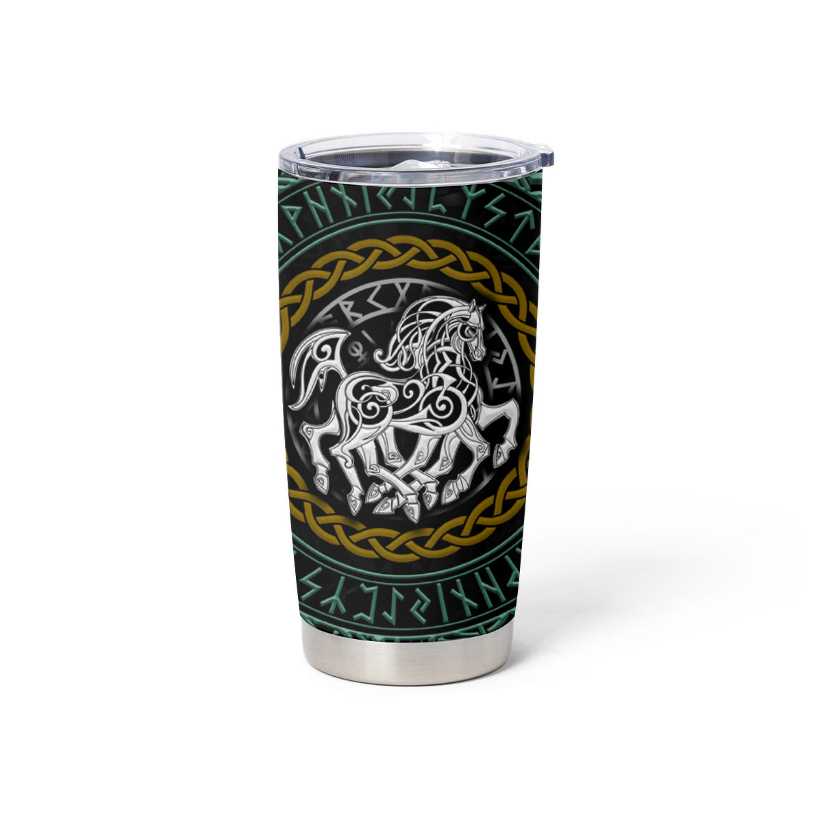 Viking Tumbler Cup Sleipnir symbol and viking pattern art - Wonder Print Shop