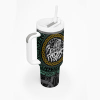 Viking Tumbler With Handle Sleipnir symbol and viking pattern art - Wonder Print Shop