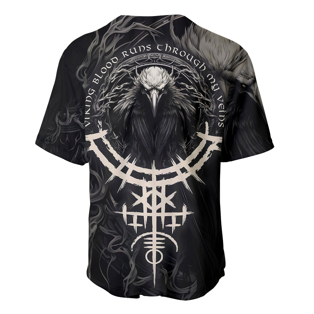 Viking Raven Baseball Jersey Viking Blood Runs Through My Veins - Wonder Print Shop