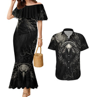 Viking Raven Couples Matching Mermaid Dress and Hawaiian Shirt Viking Blood Runs Through My Veins - Wonder Print Shop