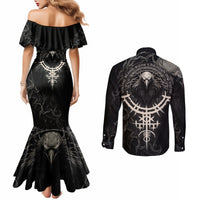 viking-raven-couples-matching-mermaid-dress-and-long-sleeve-button-shirts-viking-blood-runs-through-my-veins