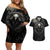 Viking Raven Couples Matching Off Shoulder Short Dress and Hawaiian Shirt Viking Blood Runs Through My Veins - Wonder Print Shop