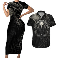 Viking Raven Couples Matching Short Sleeve Bodycon Dress and Hawaiian Shirt Viking Blood Runs Through My Veins - Wonder Print Shop