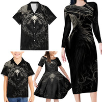 Viking Raven Family Matching Long Sleeve Bodycon Dress and Hawaiian Shirt Viking Blood Runs Through My Veins - Wonder Print Shop