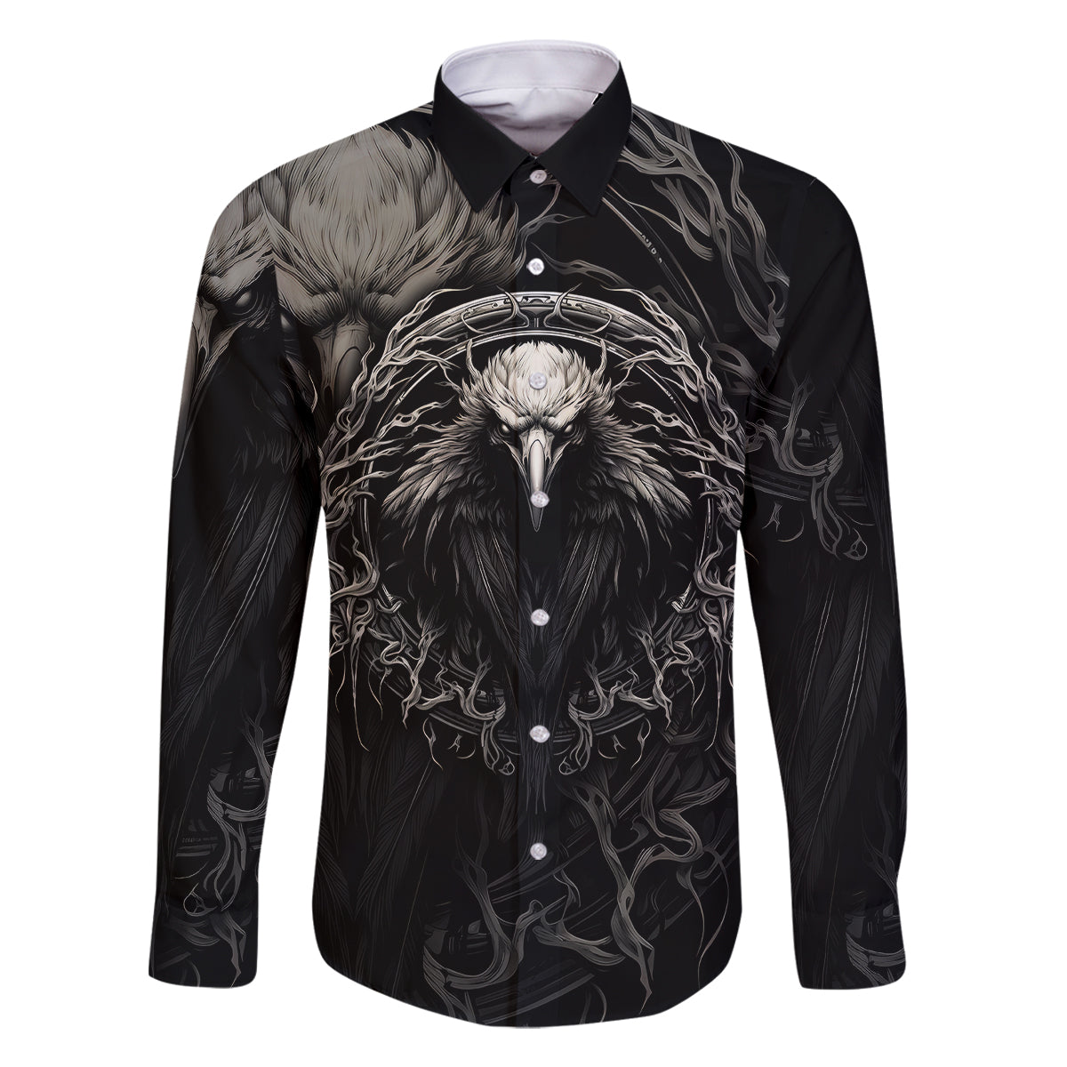Viking Raven Family Matching Long Sleeve Bodycon Dress and Hawaiian Shirt Viking Blood Runs Through My Veins - Wonder Print Shop