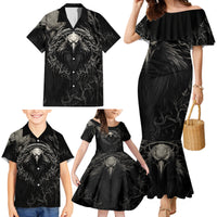 Viking Raven Family Matching Mermaid Dress and Hawaiian Shirt Viking Blood Runs Through My Veins - Wonder Print Shop