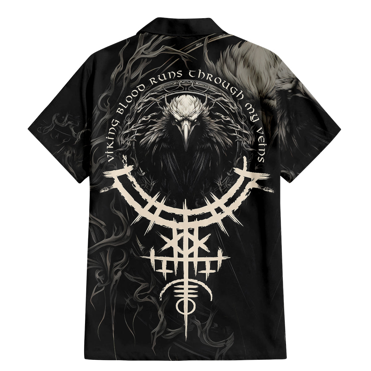 Viking Raven Family Matching Mermaid Dress and Hawaiian Shirt Viking Blood Runs Through My Veins - Wonder Print Shop