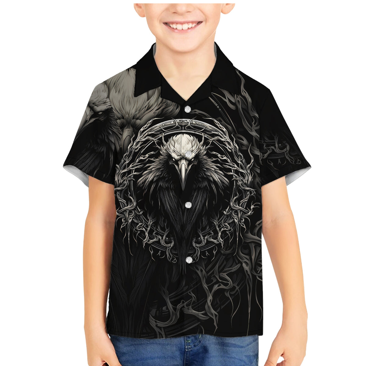 Viking Raven Family Matching Mermaid Dress and Hawaiian Shirt Viking Blood Runs Through My Veins - Wonder Print Shop