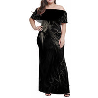 Viking Raven Family Matching Off Shoulder Maxi Dress and Hawaiian Shirt Viking Blood Runs Through My Veins - Wonder Print Shop