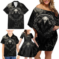 Viking Raven Family Matching Off Shoulder Short Dress and Hawaiian Shirt Viking Blood Runs Through My Veins - Wonder Print Shop