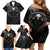 Viking Raven Family Matching Off Shoulder Short Dress and Hawaiian Shirt Viking Blood Runs Through My Veins - Wonder Print Shop