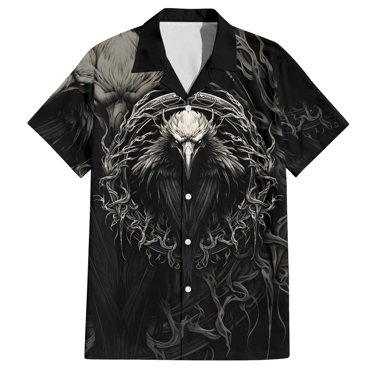 Viking Raven Family Matching Off Shoulder Short Dress and Hawaiian Shirt Viking Blood Runs Through My Veins - Wonder Print Shop