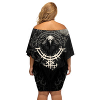 Viking Raven Family Matching Off Shoulder Short Dress and Hawaiian Shirt Viking Blood Runs Through My Veins - Wonder Print Shop