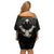 Viking Raven Family Matching Off Shoulder Short Dress and Hawaiian Shirt Viking Blood Runs Through My Veins - Wonder Print Shop