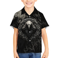 Viking Raven Family Matching Short Sleeve Bodycon Dress and Hawaiian Shirt Viking Blood Runs Through My Veins - Wonder Print Shop