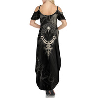Viking Raven Family Matching Summer Maxi Dress and Hawaiian Shirt Viking Blood Runs Through My Veins - Wonder Print Shop