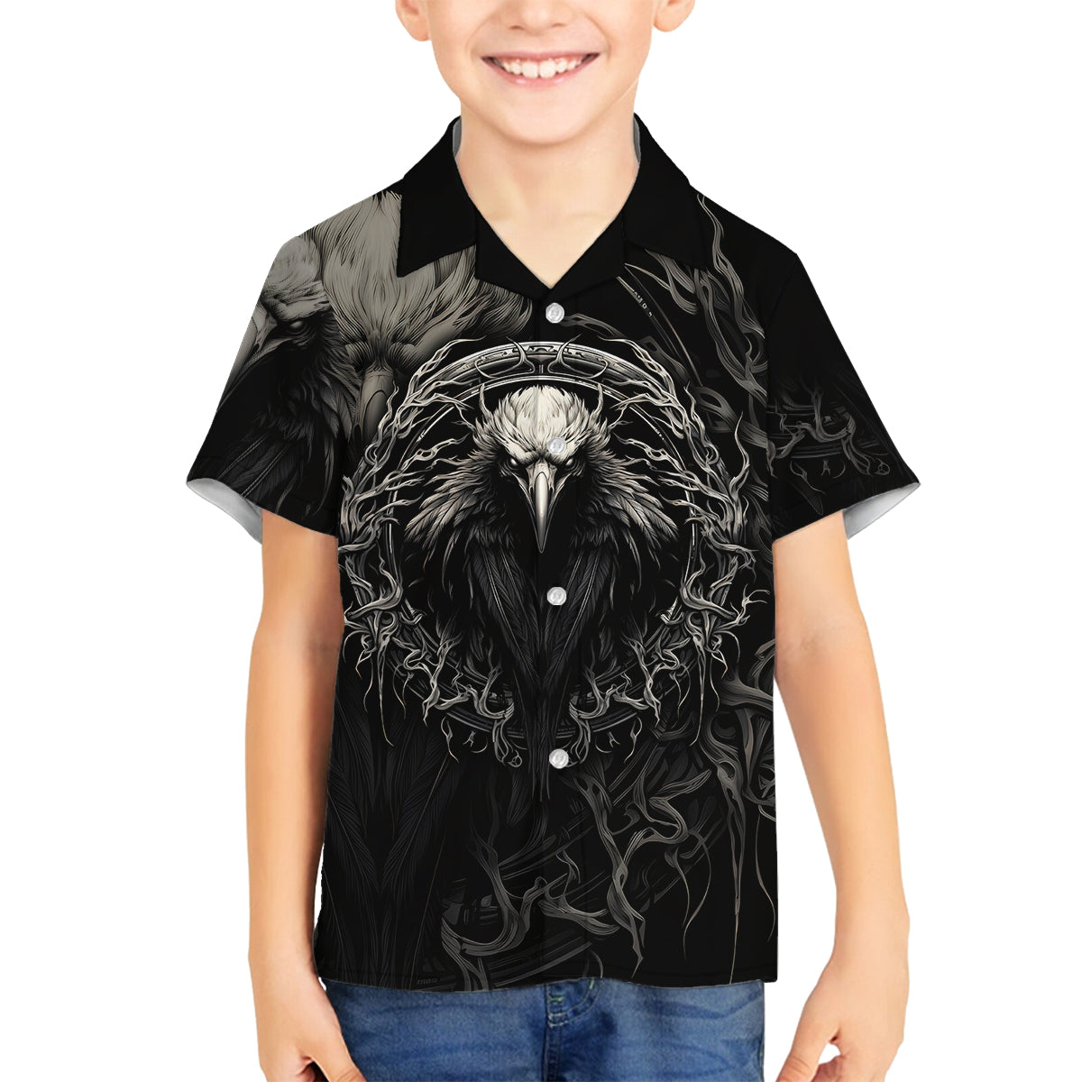 Viking Raven Family Matching Summer Maxi Dress and Hawaiian Shirt Viking Blood Runs Through My Veins - Wonder Print Shop