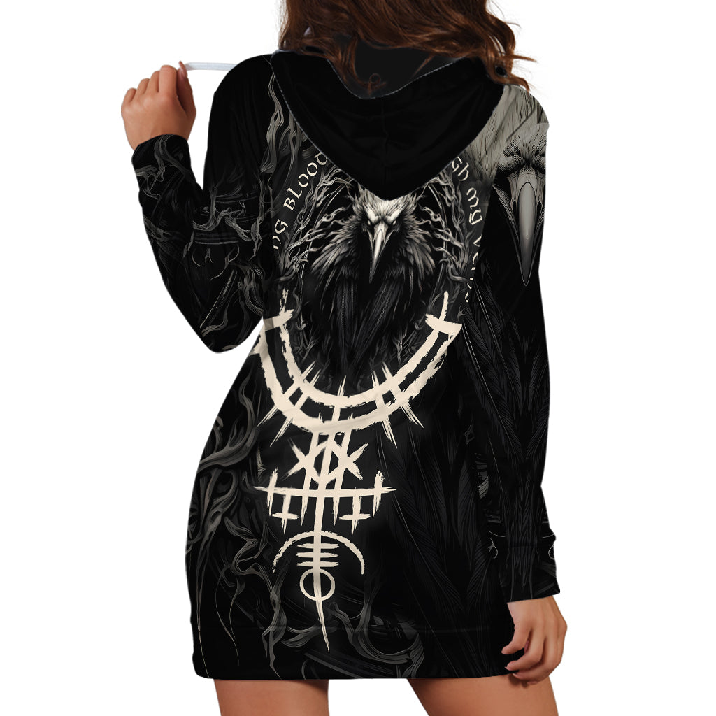 Viking Raven Hoodie Dress Viking Blood Runs Through My Veins - Wonder Print Shop