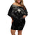 Viking Raven Off Shoulder Short Dress Viking Blood Runs Through My Veins - Wonder Print Shop