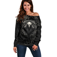 Viking Raven Off Shoulder Sweater Viking Blood Runs Through My Veins - Wonder Print Shop