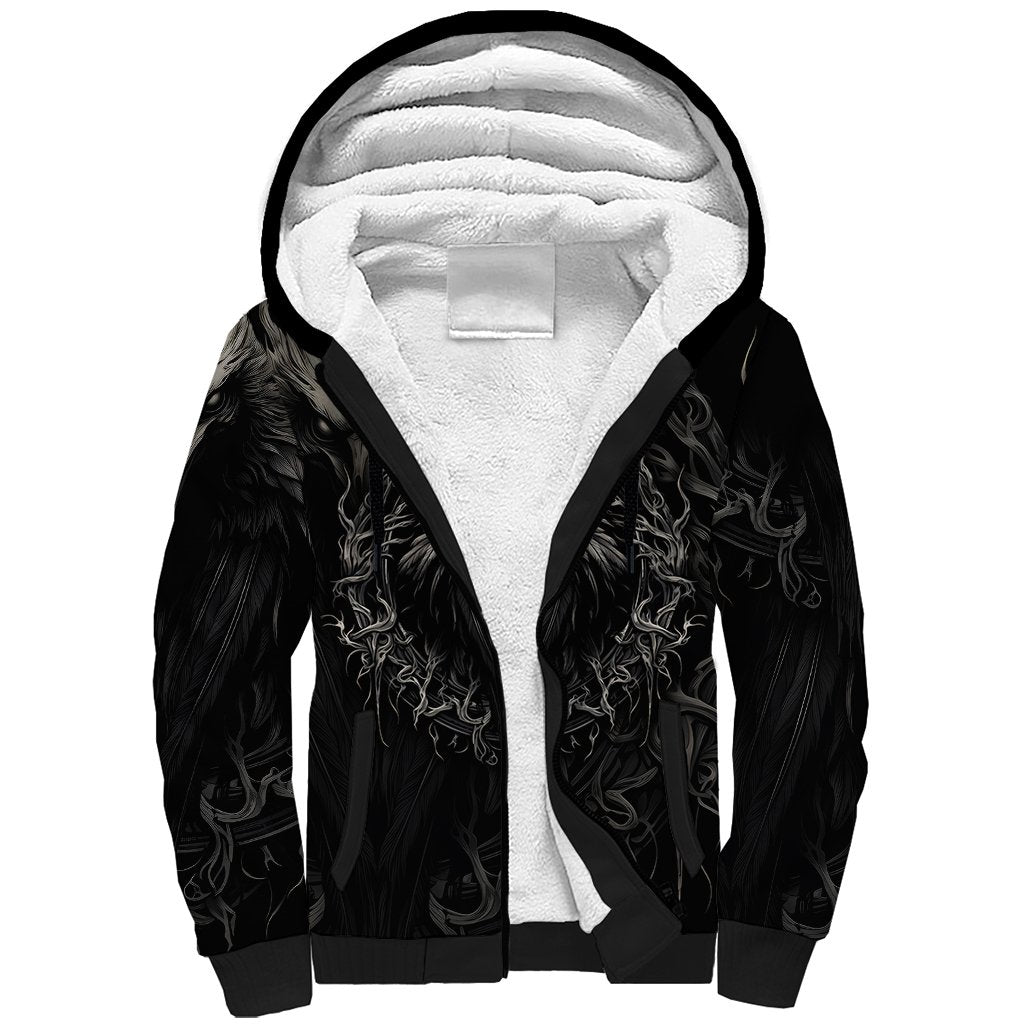 Viking Raven Sherpa Hoodie Viking Blood Runs Through My Veins - Wonder Print Shop