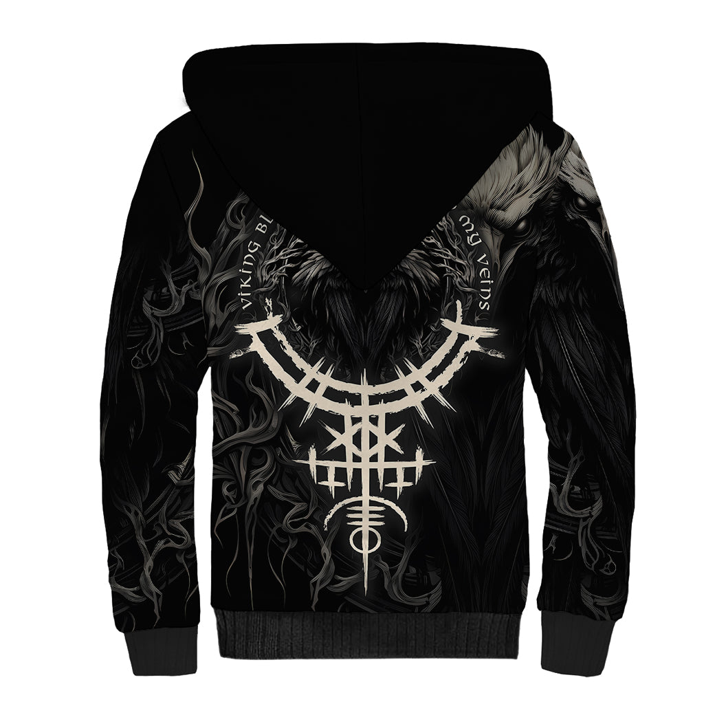 Viking Raven Sherpa Hoodie Viking Blood Runs Through My Veins - Wonder Print Shop