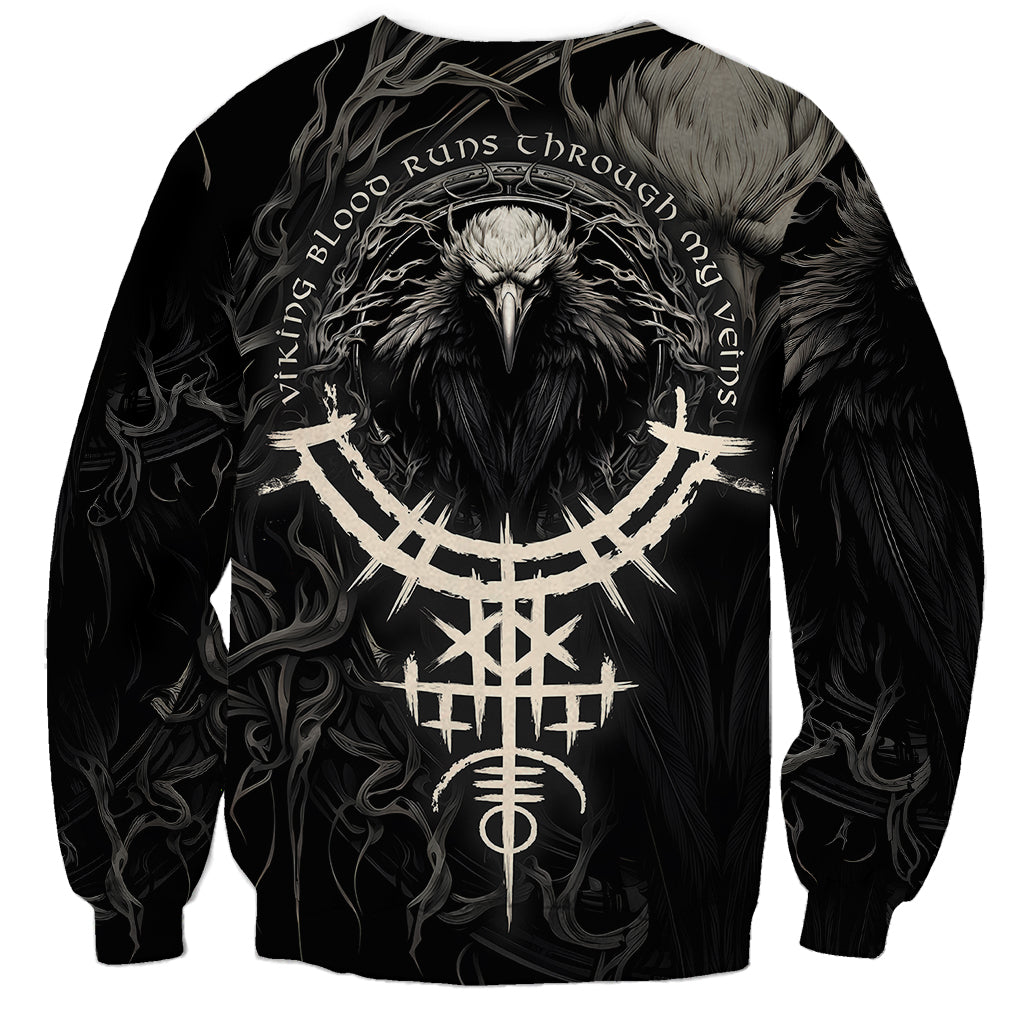 Viking Raven Sweatshirt Viking Blood Runs Through My Veins - Wonder Print Shop