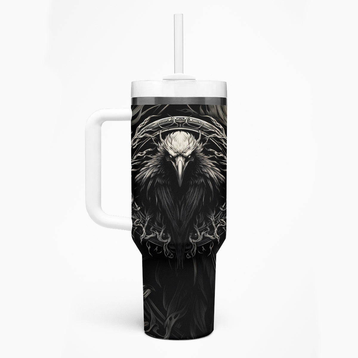 Viking Raven Tumbler With Handle Viking Blood Runs Through My Veins - Wonder Print Shop
