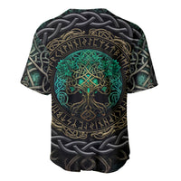 Viking Baseball Jersey Cyan Valknut and Yggdrasil - Wonder Print Shop