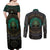 Viking Couples Matching Off Shoulder Maxi Dress and Long Sleeve Button Shirts Cyan Valknut and Yggdrasil - Wonder Print Shop