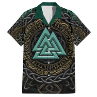 Viking Hawaiian Shirt Cyan Valknut and Yggdrasil - Wonder Print Shop
