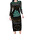 Viking Long Sleeve Bodycon Dress Cyan Valknut and Yggdrasil - Wonder Print Shop