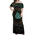 Viking Off Shoulder Maxi Dress Cyan Valknut and Yggdrasil - Wonder Print Shop