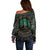 Viking Off Shoulder Sweater Cyan Valknut and Yggdrasil - Wonder Print Shop