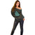 Viking Off Shoulder Sweater Cyan Valknut and Yggdrasil - Wonder Print Shop