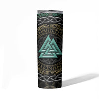 Viking Skinny Tumbler Cyan Valknut and Yggdrasil - Wonder Print Shop