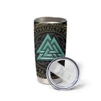 Viking Tumbler Cup Cyan Valknut and Yggdrasil - Wonder Print Shop