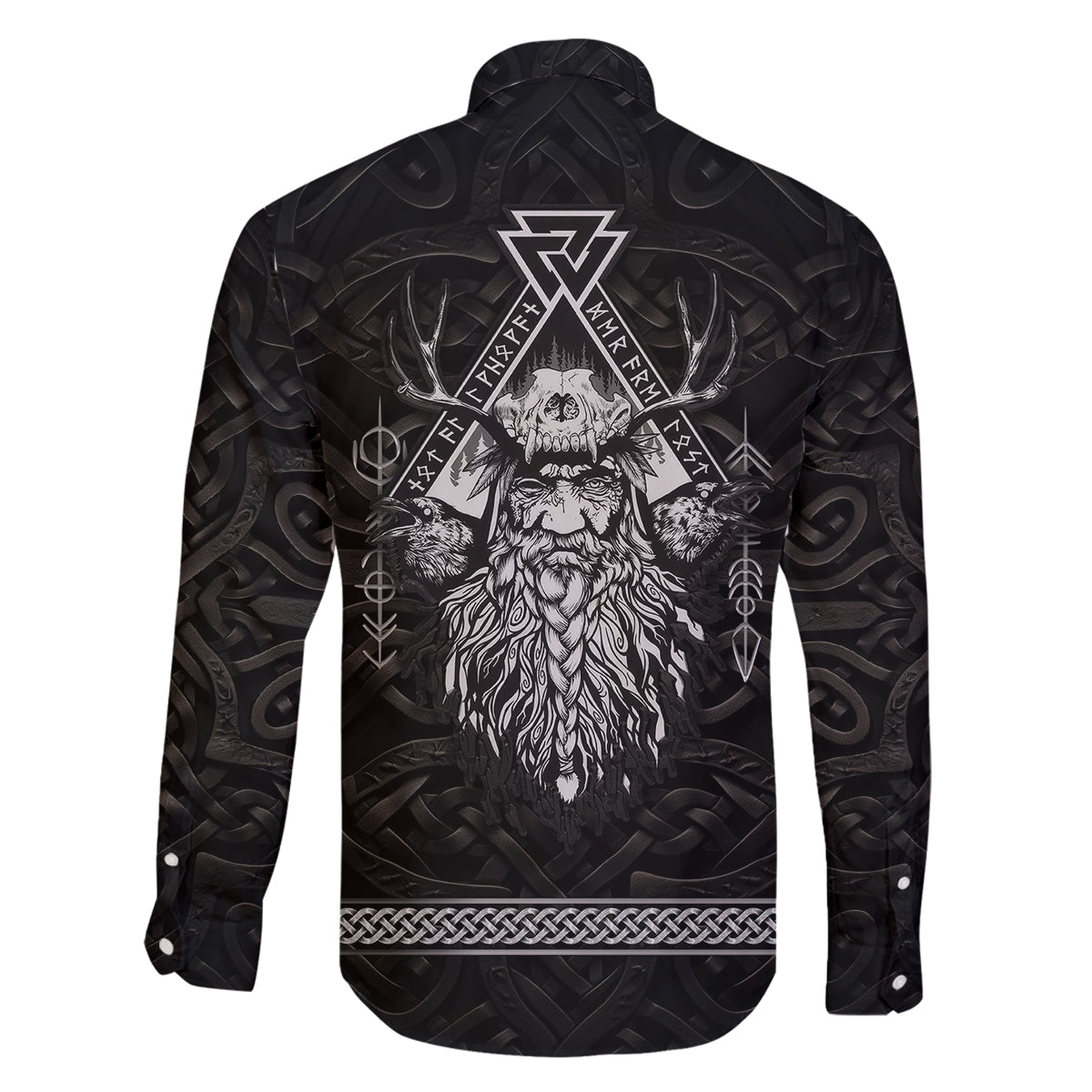 Viking Family Matching Long Sleeve Bodycon Dress and Hawaiian Shirt Norse Enigma Odin's Vision - Wonder Print Shop