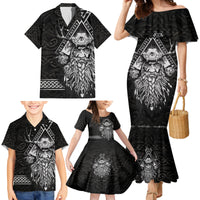 Viking Family Matching Mermaid Dress and Hawaiian Shirt Norse Enigma Odin's Vision - Wonder Print Shop
