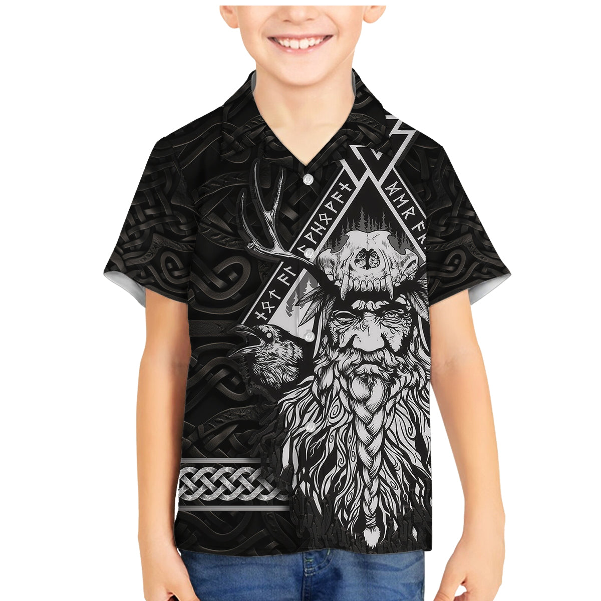 Viking Family Matching Mermaid Dress and Hawaiian Shirt Norse Enigma Odin's Vision - Wonder Print Shop