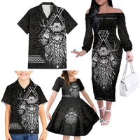 Viking Family Matching Off Shoulder Long Sleeve Dress and Hawaiian Shirt Norse Enigma Odin's Vision - Wonder Print Shop