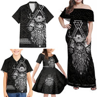 Viking Family Matching Off Shoulder Maxi Dress and Hawaiian Shirt Norse Enigma Odin's Vision - Wonder Print Shop