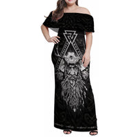 Viking Family Matching Off Shoulder Maxi Dress and Hawaiian Shirt Norse Enigma Odin's Vision - Wonder Print Shop