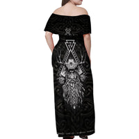 Viking Family Matching Off Shoulder Maxi Dress and Hawaiian Shirt Norse Enigma Odin's Vision - Wonder Print Shop