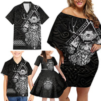 Viking Family Matching Off Shoulder Short Dress and Hawaiian Shirt Norse Enigma Odin's Vision - Wonder Print Shop