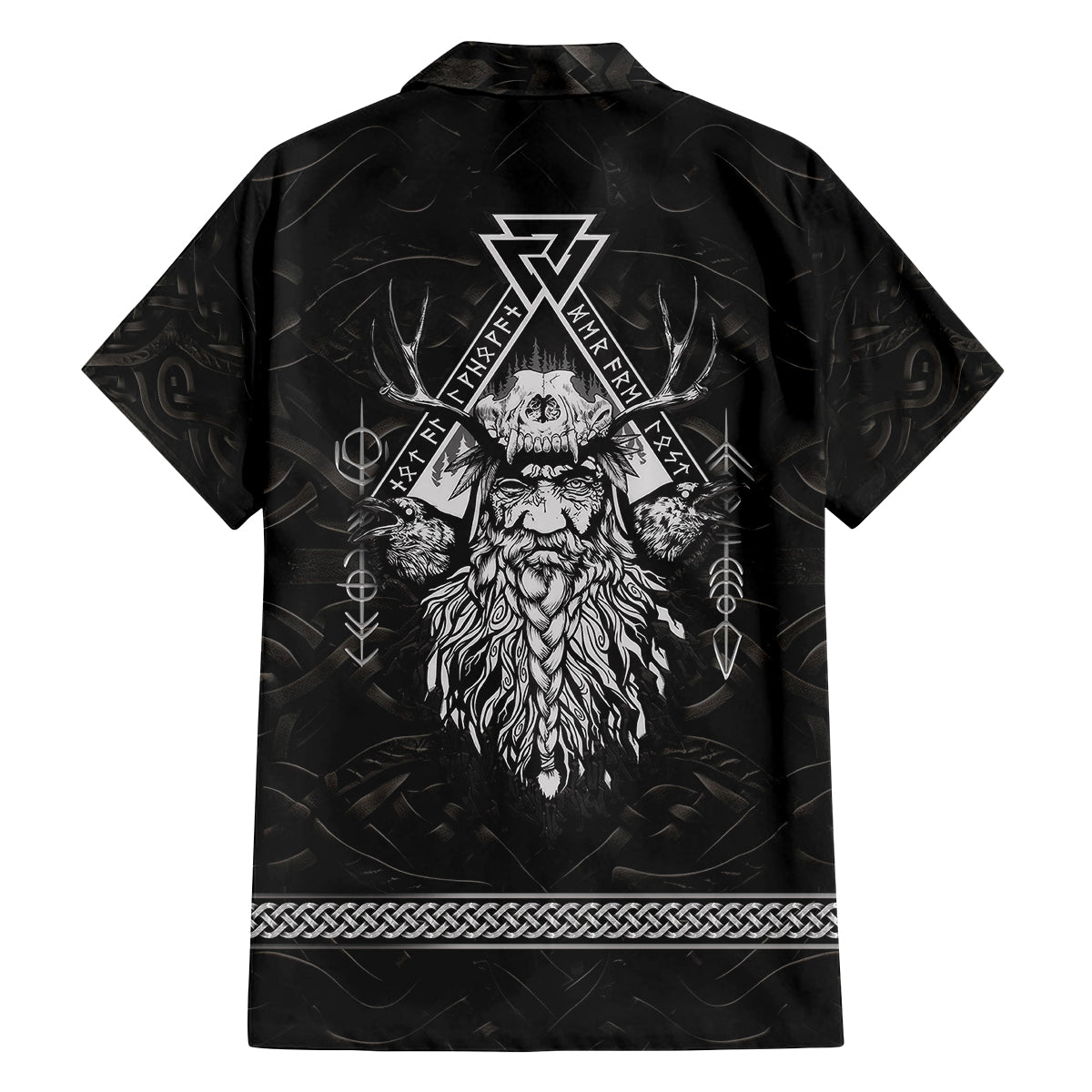 Viking Family Matching Off Shoulder Short Dress and Hawaiian Shirt Norse Enigma Odin's Vision - Wonder Print Shop