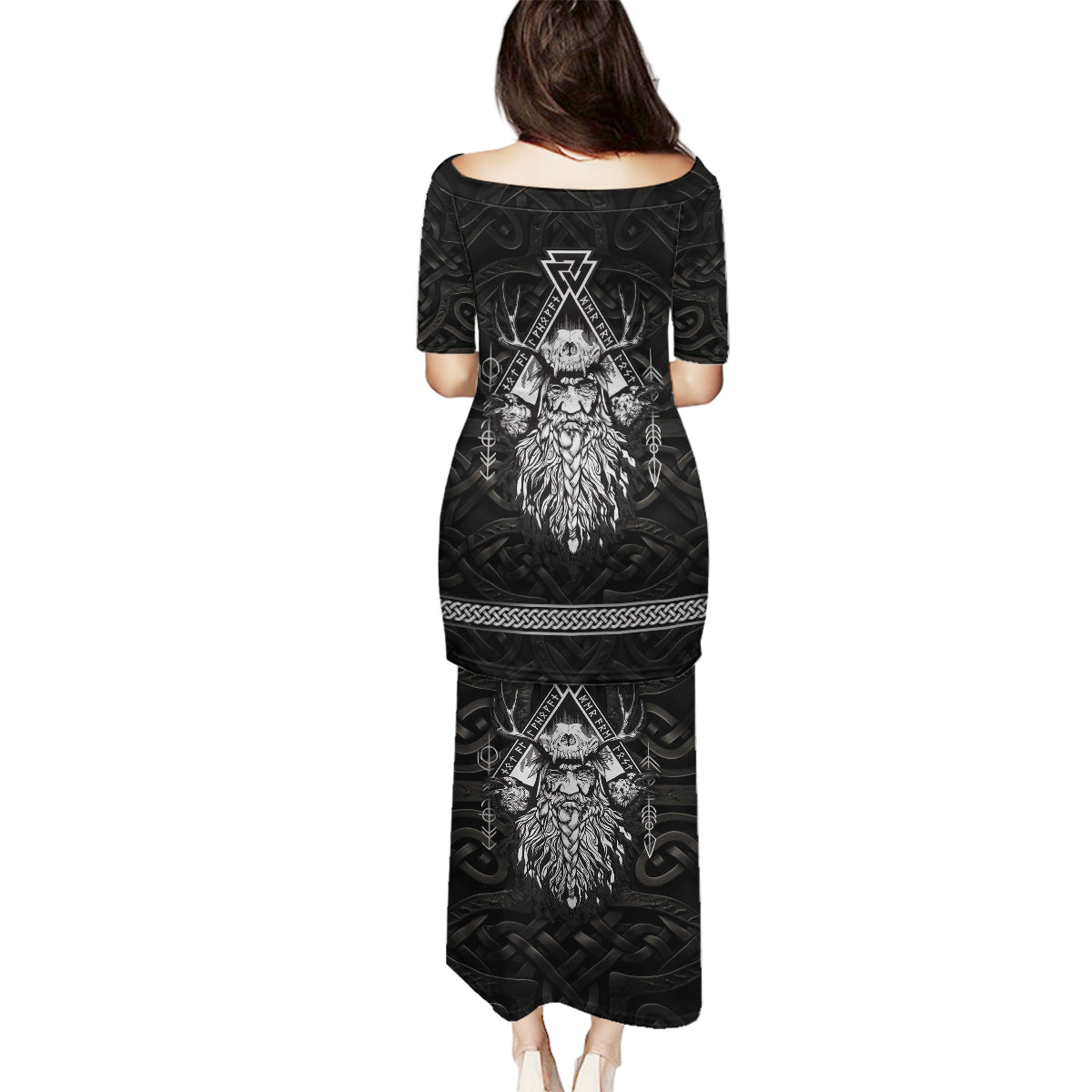 Viking Family Matching Puletasi Dress and Hawaiian Shirt Norse Enigma Odin's Vision - Wonder Print Shop