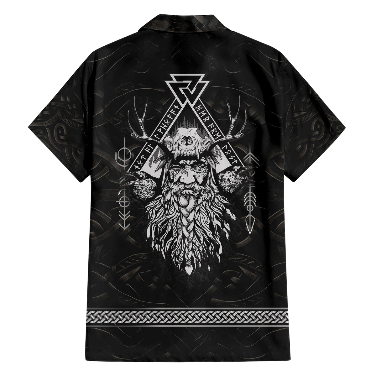 Viking Family Matching Short Sleeve Bodycon Dress and Hawaiian Shirt Norse Enigma Odin's Vision - Wonder Print Shop