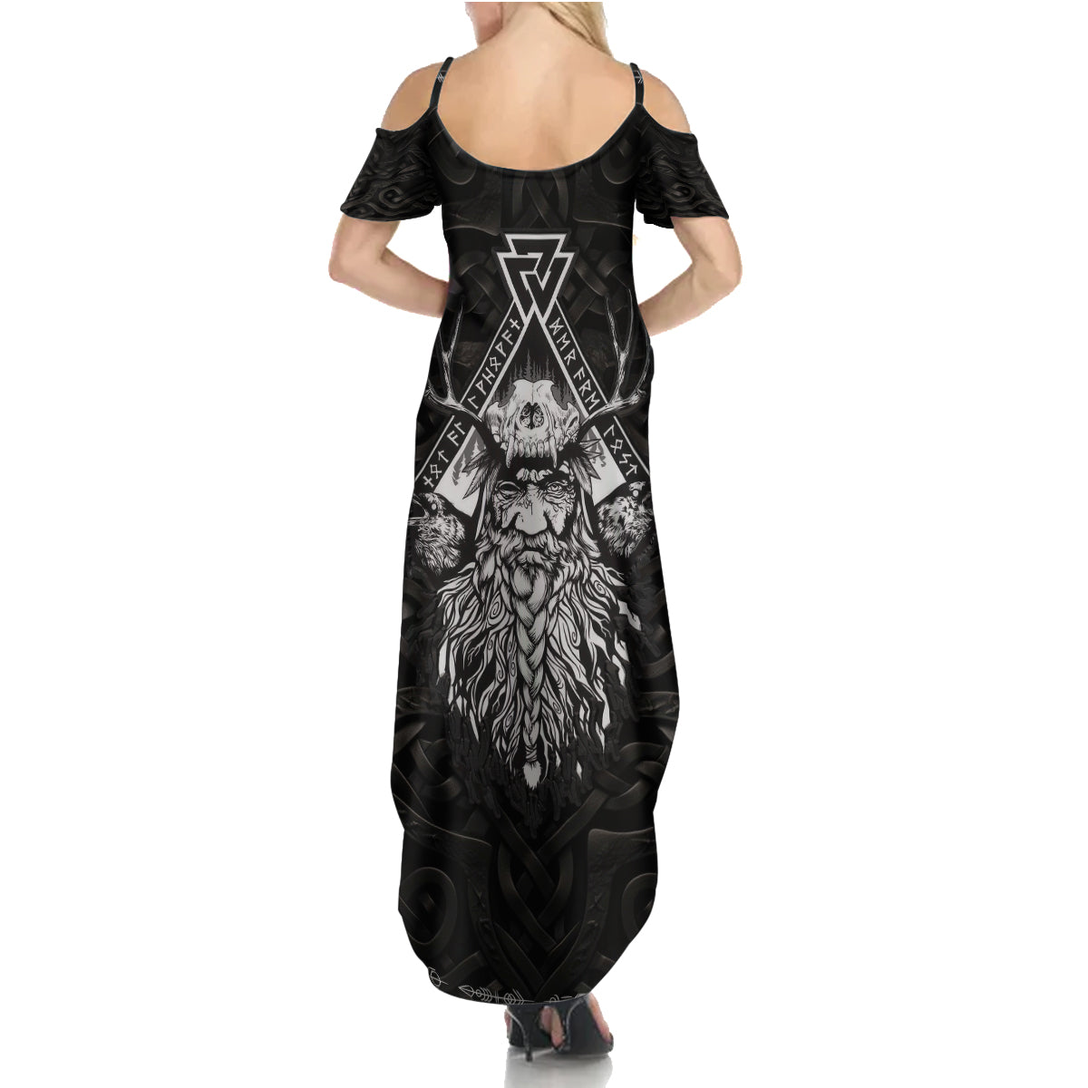 Viking Family Matching Summer Maxi Dress and Hawaiian Shirt Norse Enigma Odin's Vision - Wonder Print Shop