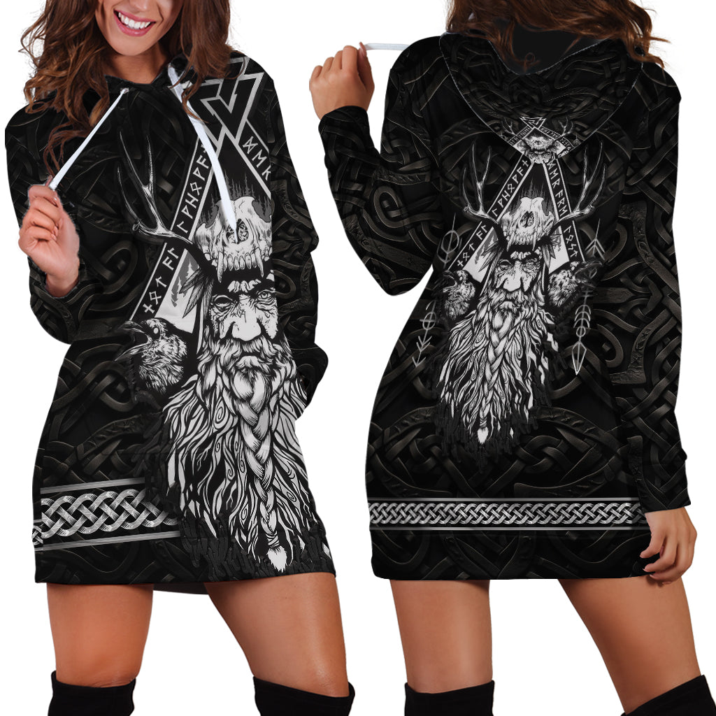 Viking Hoodie Dress Norse Enigma Odin's Vision - Wonder Print Shop